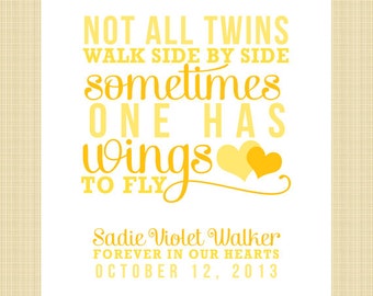 Not All Twins Walk Side by Side... - DIGITAL Memorial Print (miscarriage, stillborn, infant, child, twin loss)