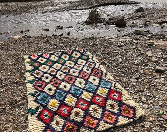 Azilal rug, Moroccan berber rug, 3.3x5.5 Ft 100x165 Cm, beni ourain rug, vintage moroccan rug, wool berber carpet, moroccan style rug
