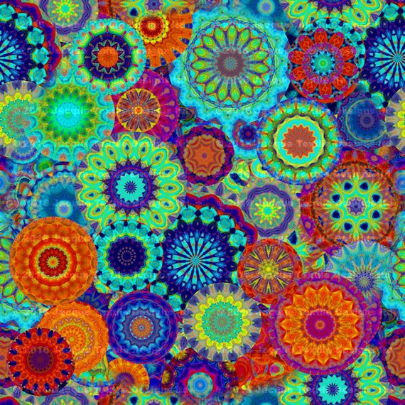 Textile Artisan Made DecorKona Cotton Fabric By The Yard Kaleidoscope Quilting