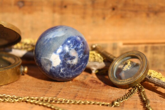 Blue Sodalite Sphere 44mm, Polished Blue Sodalite, Blue Crystal Ball, Sodalite Ball, Crystal Ball, Blue Crystal Orb, Crystal Grid
