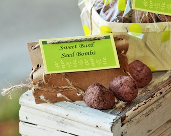 Herb Seed Bombs, Thank You cards, Sweet Basil Seed Bombs, Gifts for Gardeners, Seed Bombs, Office gifts, Herb Party Favors, Wedding favors