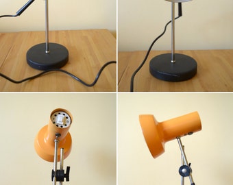 25%OFF Vintage Orange Desk Lamp, Articulated Table Lamp, Mid Century Modern Desk Lamp, Adjustable Tilt Table Top Electric Lamp, Retro Orange