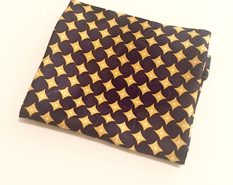 Navy Blue, Gold and White Pocket Square