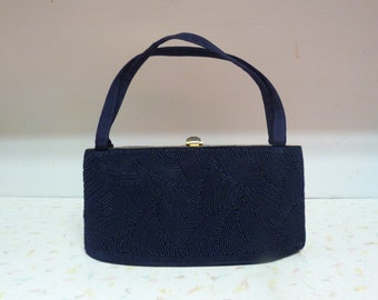 Vintage Navy Blue Handbag Formal / Vintage Evening Bag Handbag