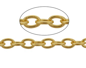 Bulk Chain 32 Feet Gold Plated Oval Link Chain 5mm x 3mm - FD148