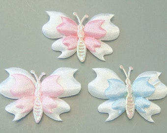 18 Large Satin Padded Butterfly Appliques EA203