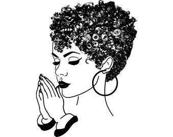 Black Women Praying Nubian Princess Queen Afro Hair Beautiful