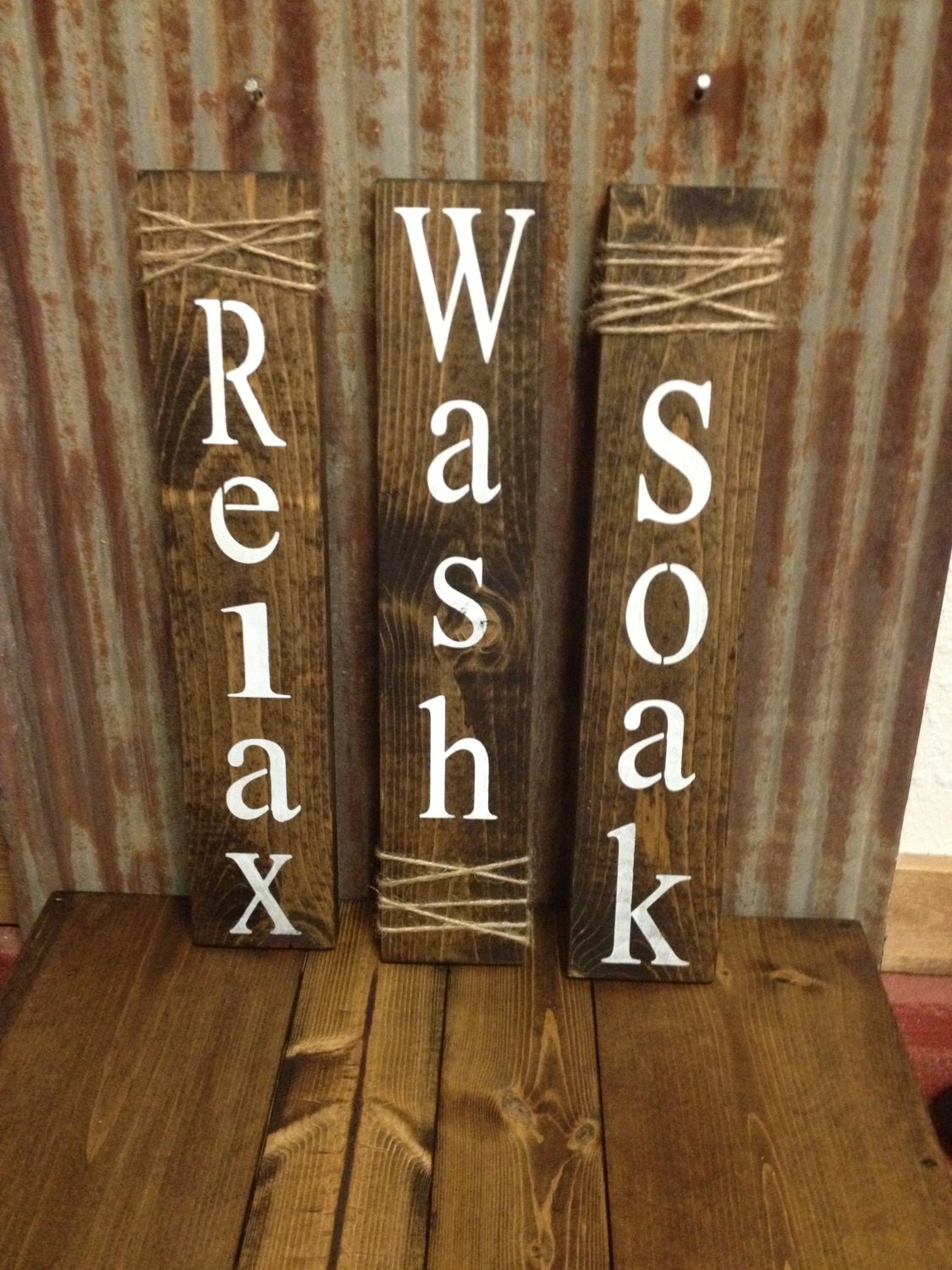 Set Of Three Rustic Bathroom Signs Sign Set Of Three Rustic Bathroom Signs Sign