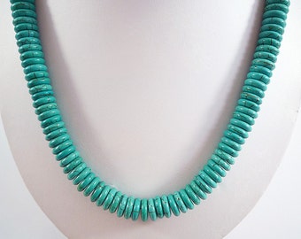 Turquoise Necklace Blue Green Turquoise Gemstone Necklace Short Turquoise Necklace Turquoise Bead Necklace Howlite Necklace Turquoise Strand