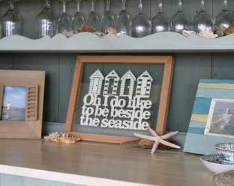 Beside The Seaside Papercut / Limited Edition Beside The Seaside / Beach hut Artwork / Seaside Art / Beach House Frame