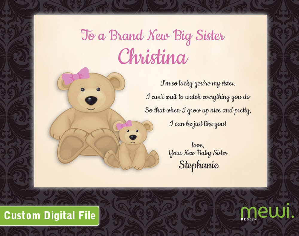 Personalized New Big Sister Card from Baby Sister JPG