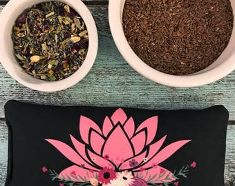 Lavender Eye Pillow - Pink Lotus - Namaste - Double Sided Design - Yoga Eye Pillow - Savasana Eye Pillow - Organic - Eco Friendly