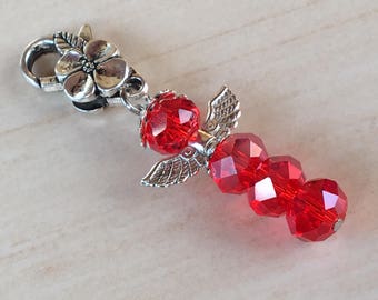 Christmas Stocking,Red Angel Keychain,Christmas Gems,First Angel Communion,Brave Angel,Guardian Angel,Lucky Angel Gift,Catholic Small Angel