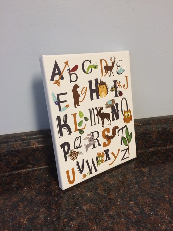 Woodland Nursery Abc Print Room Wall Decor