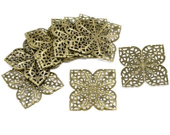 Prints form four leaves in antique bronze (x 2)