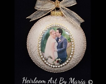 Personalized Wedding Gift-Wedding Ornament-Custom Picture Ornament-Wedding Gifts-Our First Christmas Together-Couples Ornament-Christmas