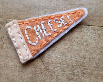 Cheese Pennant. Hand Embroidered Patch.