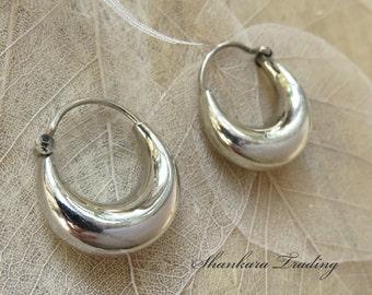 Sterling Silver Hoop Earrings, Tribal Silver Hoop Earrings, Small Hoop Earrings, Gypsy Hoop Earrings, Boho Silver Earrings, Chunky Hoops