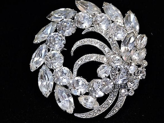 EISENBERG ICE Rhinestone Brooch / Art Deco / Wedding Jewelry