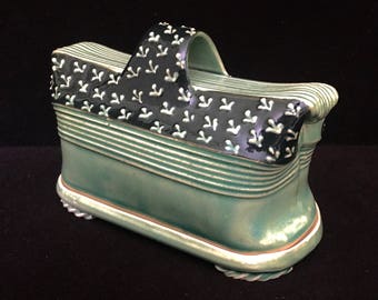 Charan Sachar Hand Made Ceramic Green Butter Dish India Pottery