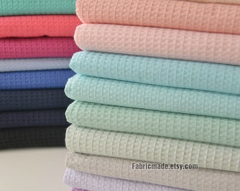 WAFFLE Cotton Fabric, Waffle Weave Fabric, Waffle Check Fabric 11 colors available- 1/2 yard