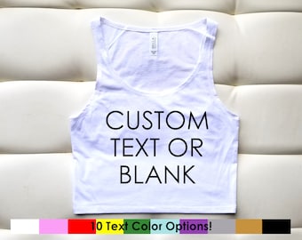 Custom Text or Blank XS/S White Cropped Tank | Fitted Cropped Tank | Gift for Her | Personalized Crop Top | Personalized Shirt | Custom Crop