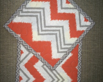 Quilted Pot holders , Potholders,pot holders, Fabric Pot holders, Contemporary Potholders ,7 x 7 inch,orange and gray