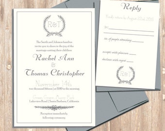 Vintage rustic wedding invitation