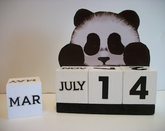 Panda Bear Calendar Perpetual Wood Block Calendar