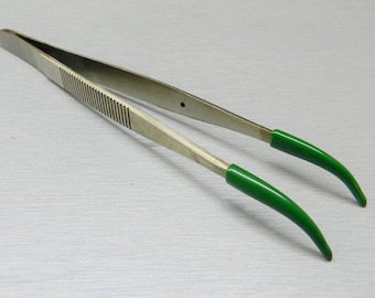 Tweezers Curved Tip Rubber Tips PVC Coated Curved Tweezer Jewelry Hobby Craft (2E)