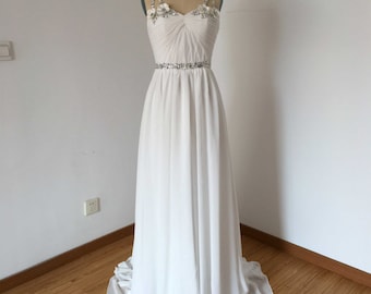 Unique Chiffon Ruffles Slit Long Prom Dress Party Evening Dress Y7497 main image 1