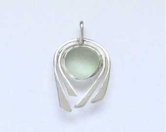 Sea Glass Jewelry - Sterling Seafoam Sea Glass Pendant