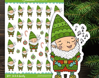 Fa la la Gnarley, Gnome Stickers, Planner Stickers, Christmas Caroling, Plantasia PrintShop, Singing Stickers, Hand Drawn, Music