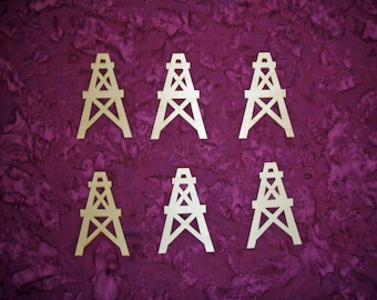 Oil Well Shape Wood Cut Out Unfinished Wooden Derrick 6 Pieces