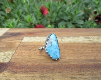 Turquoise Ring Size 6 / Kingman Turquoise Statement Ring / Sterling Silver Ring / Kingman Mine / Genuine Turquoise / Large Turquoise Ring