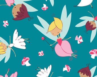 Camelot fabrics, FAIRYVILLE by Heather Rosas, Fairies on Blue, half yard
