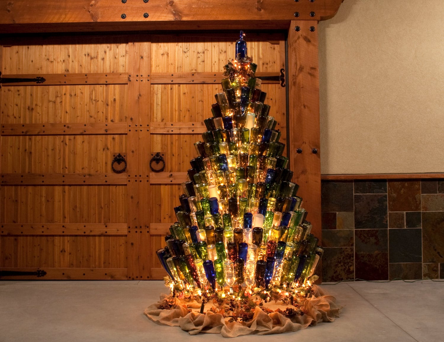 Wine Bottle Christmas Tree Stand