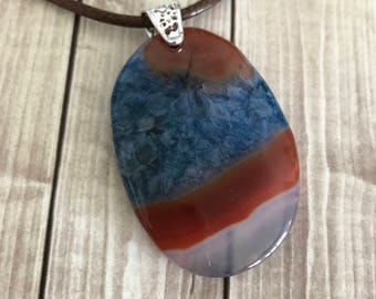 Quartz Necklace, Quartz Stone, Black Necklace, Blue Necklace, Rock Necklace, Birthday Gift, Bold Necklace, Rock Jewelry, Stone Necklace