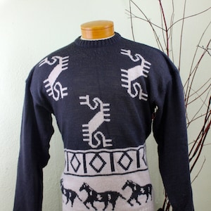 Vintage Sweater McGregor Abstract Horse Sweater RUNNING HORSES SWEATER Mens