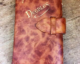 Antique needle case, vintage needles, Henry Milward, Leather sewing case, needlework gift, sewing gift, antique tailor, collectible needles