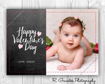 Chalkboard Valentine Photo Card | Happy Valentine's Day Card | Chalkboard Style Valentine | Custom Printable Valentines