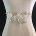 bridal headpiece applique, bridal sash applique with rhinestone and handmade rosette, handmade 3D flower for bridal headpiece, bridal sash