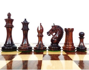 4.2" Rare American Luxury Chess Pieces Weighted Chessmen Set Rose wood Extra Queens