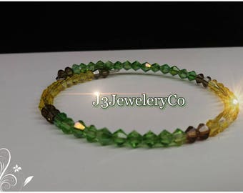 Crystal 2 Coil Bangle W/ Charm