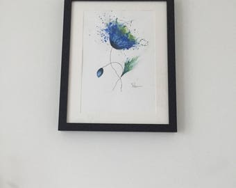 Original A4 Watercolour Abstract Flower Painting