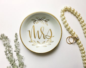 Mrs. Ring Dish, Jewelry Dish, Trinket Dish, Wedding Ring Dish
