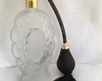 Marcel Franck Brevete SDGD Lalique Frosted Style Atomizer Perfume Bottle Made France Mid Century