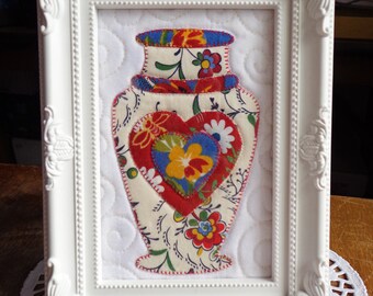 Framed Mini Quilt, Vase