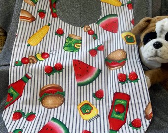 Senior Reversible Dining Bib, Picnic Time Print