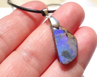 Dainty opal necklace, Boulder opal necklace, Sterling silver Opal pendant, Australian Opal, Gem opal, October birthstone